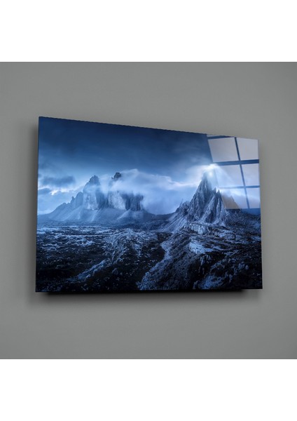 Heybetli Dağlar Cam Tablo - 72X46 cm