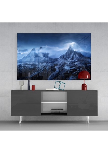 Heybetli Dağlar Cam Tablo - 72X46 cm