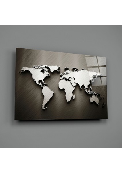 Dünya Haritası Cam Tablo - 72X46 cm fiyatları