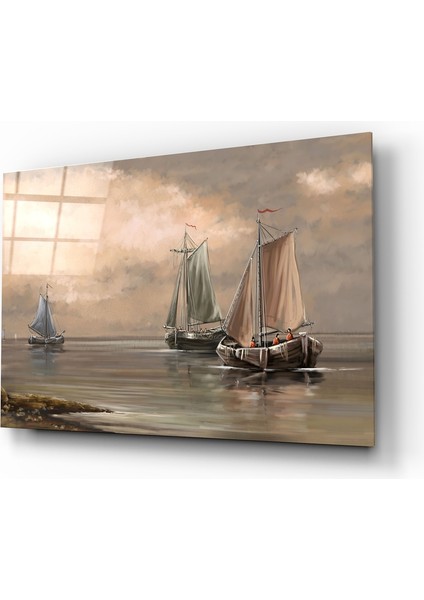 Yelkenliler Cam Tablo - 72X46 cm