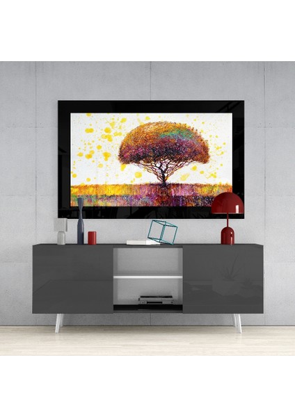 Renkli Düş Ağacı Cam Tablo - 72X46 cm fırsatları