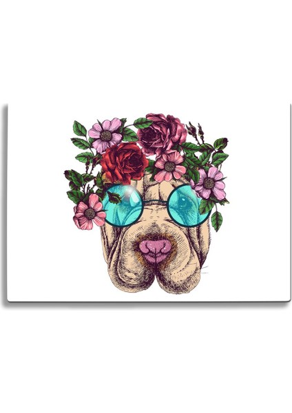 Hippi Köpek Uv Baskılı Cam Kesme Tablası 35X25 cm modelleri