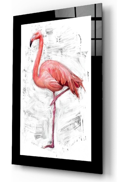 Yalnız Flamingo Cam Tablo - 72X46 cm