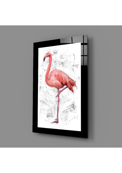 Yalnız Flamingo Cam Tablo - 72X46 cm