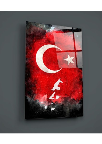 Atatürk Silüeti ve Türk Bayrağı Cam Tablo - 72X46 cm fiyatları