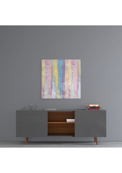 Ahşap Desenli Cam Tablo - 60X60 cm fırsatları