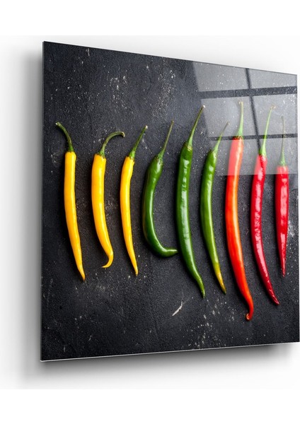 Renkli Biberler Cam Tablo - 60X60 cm