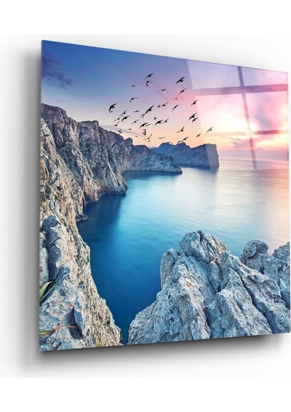 Kızıl Gün Batımı Cam Tablo - 60X60 cm