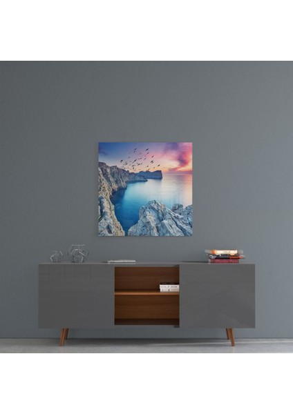 Kızıl Gün Batımı Cam Tablo - 60X60 cm fırsatları