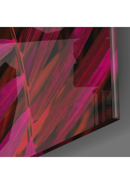 Mor Yaprak Cam Tablo - 72X46 cm