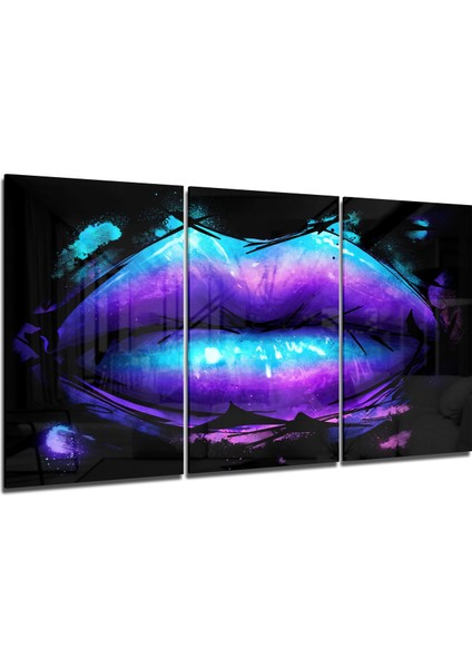 Dudaklar Cam Tablo - 3 Adet 72X46 cm