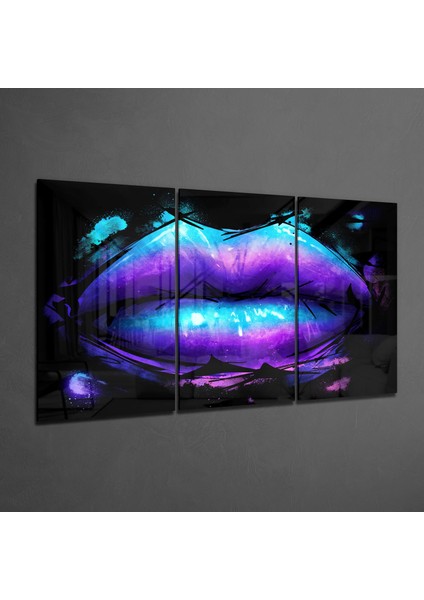 Dudaklar Cam Tablo - 3 Adet 72X46 cm