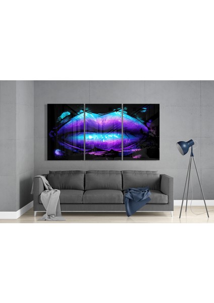 Dudaklar Cam Tablo - 3 Adet 72X46 cm