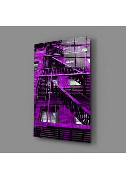 Mor Merdivenler Cam Tablo - 72X46 cm