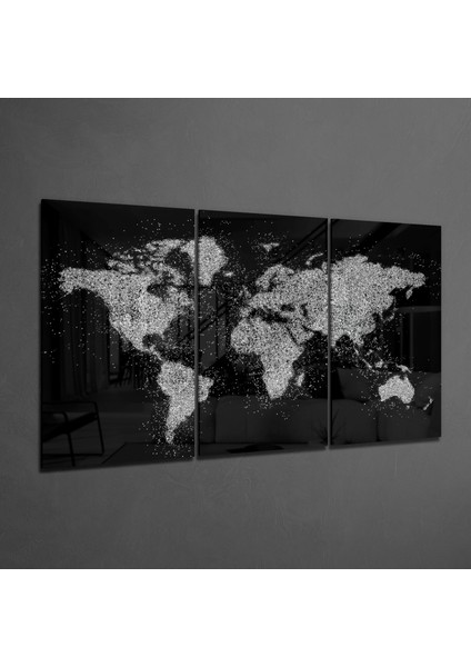 Dünya Haritası Cam Tablo - 3 Adet 72X46 cm fiyatları