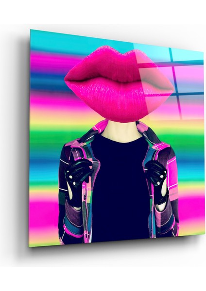 Kafa Dudak Cam Tablo - 40X40 cm