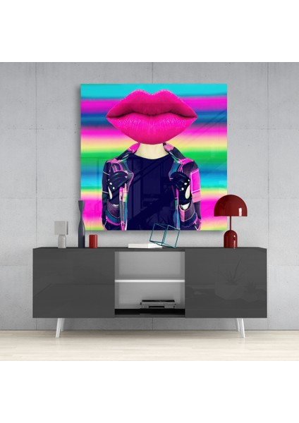 Kafa Dudak Cam Tablo - 40X40 cm fırsatları