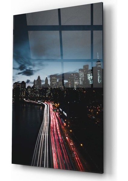 Şehir Manzara Cam Tablo - 72X46 cm