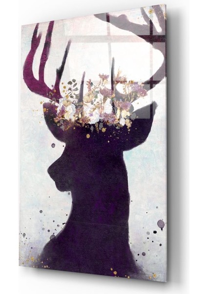 Geyik Cam Tablo - 72X46 cm