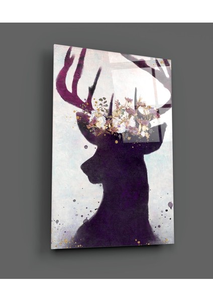 Geyik Cam Tablo - 72X46 cm