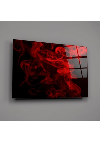 Kırmızı Duman Cam Tablo - 72X46 cm