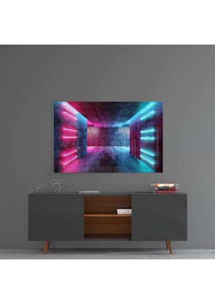 Neon Işıklar Cam Tablo - 72X46 cm fırsatları