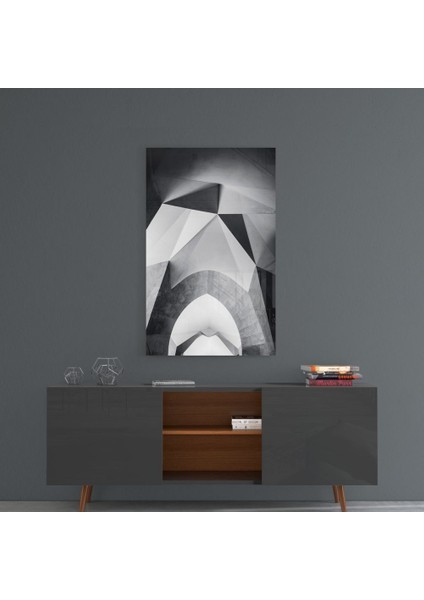 Mimari Geometrik Şekiller Cam Tablo - 72X46 cm
