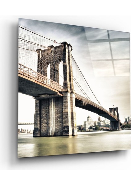 Brooklyn Köprüsü Cam Tablo - 60X60 cm