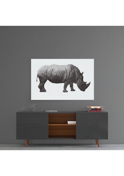 Gergedan Rhino Cam Tablo - 72X46 cm