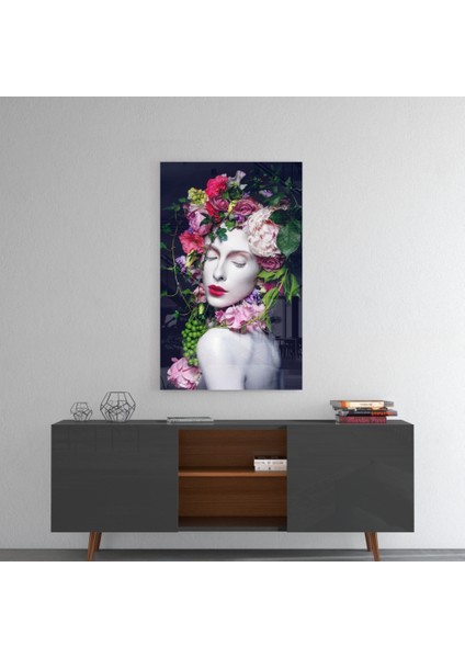 Çiçek ve Kadın Cam Tablo - 72X46 cm fırsatları
