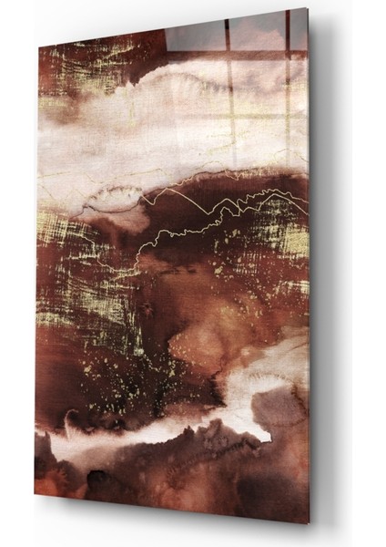 Abstract Toprak Cam Tablo - 72X46 cm