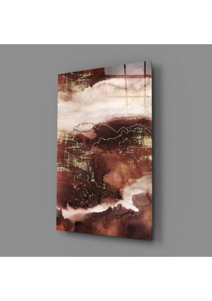 Abstract Toprak Cam Tablo - 72X46 cm