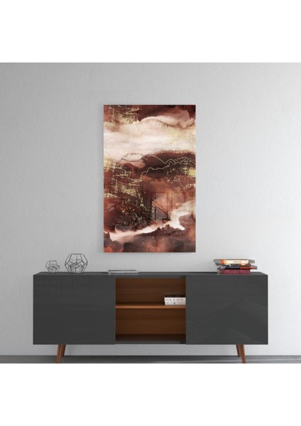 Abstract Toprak Cam Tablo - 72X46 cm