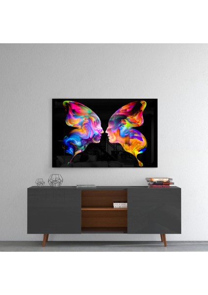 Kelebek Silüetler Cam Tablo - 72X46 cm fırsatları