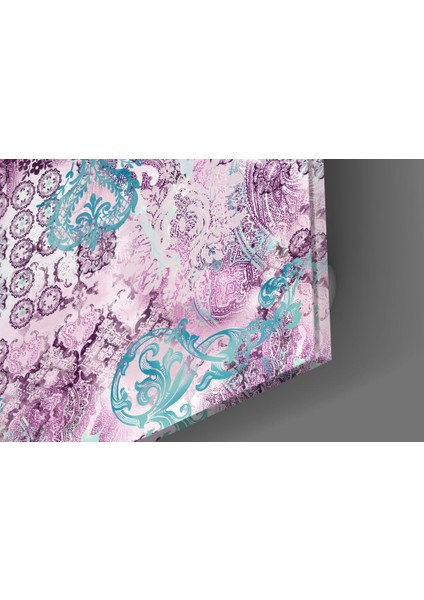 Mor Damask Cam Tablo - 60X60 cm modelleri