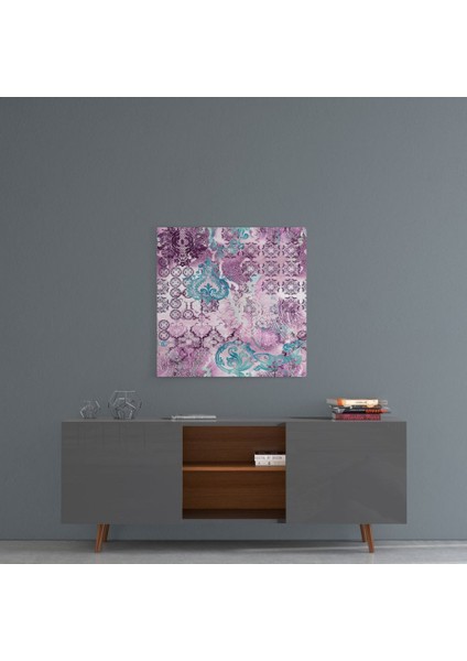 Mor Damask Cam Tablo - 60X60 cm fırsatları