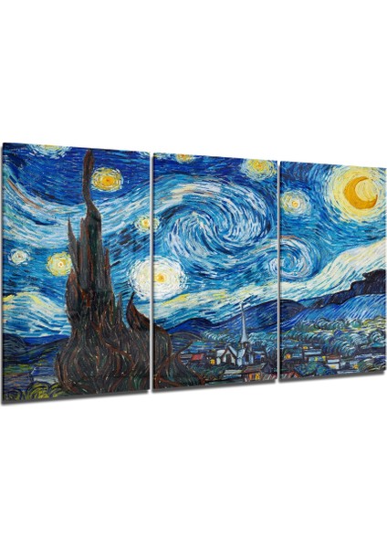 Van Gogh: Yıldızlı Gece Cam Tablo - 3 Adet 72X46 cm