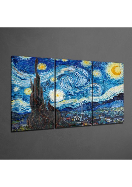 Van Gogh: Yıldızlı Gece Cam Tablo - 3 Adet 72X46 cm fiyatları