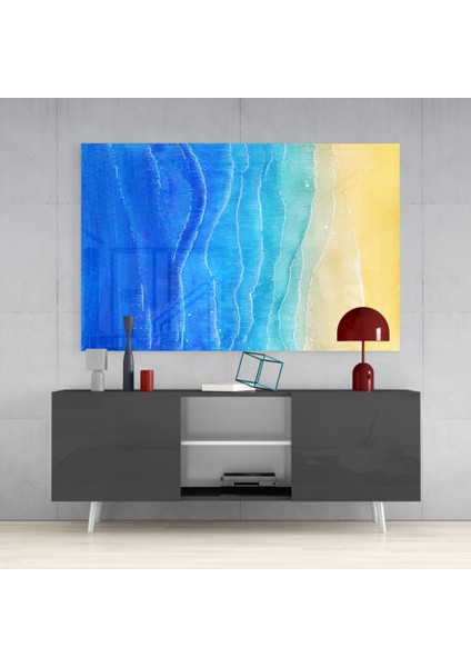 Deniz Kum Cam Tablo - 72X46 cm