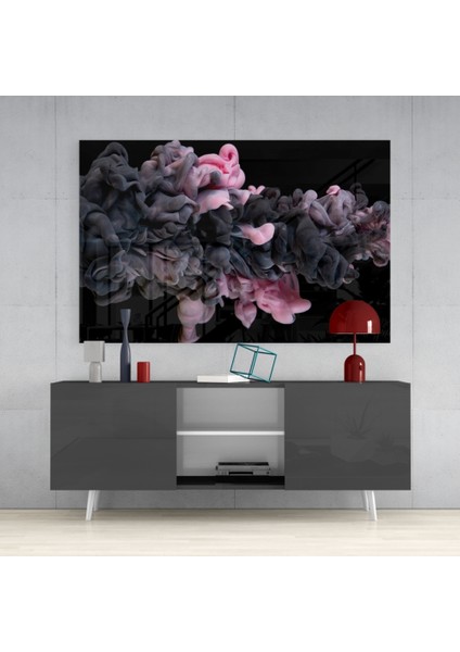 Pembe Duman Cam Tablo - 72X46 cm fırsatları