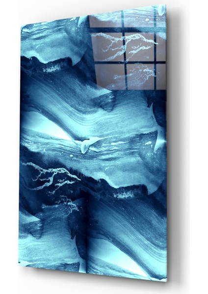 Mavi Huzur Cam Tablo - 72X46 cm