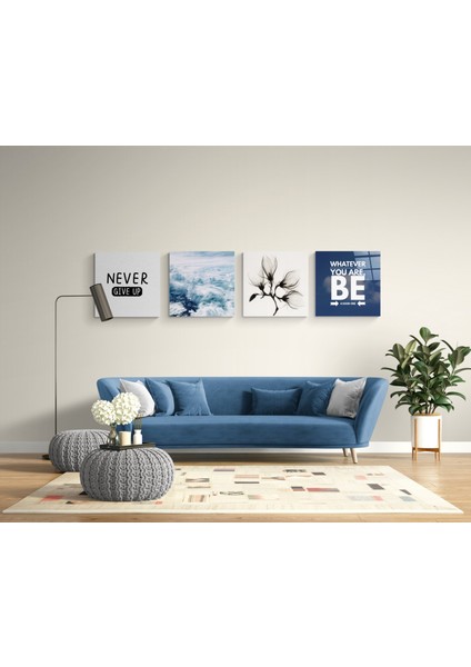 Motivasyon Quadro Cam Tablo - 4 Adet 40X40 cm