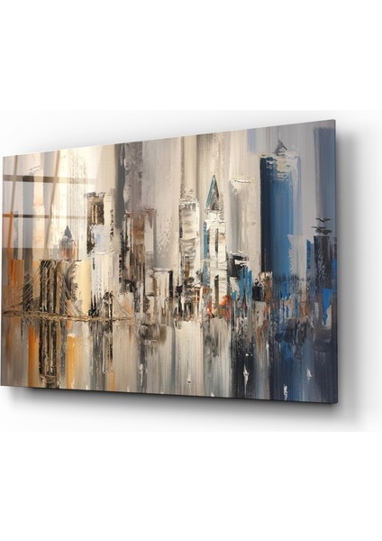 Soyut Şehir Cam Tablo - 72X46 cm