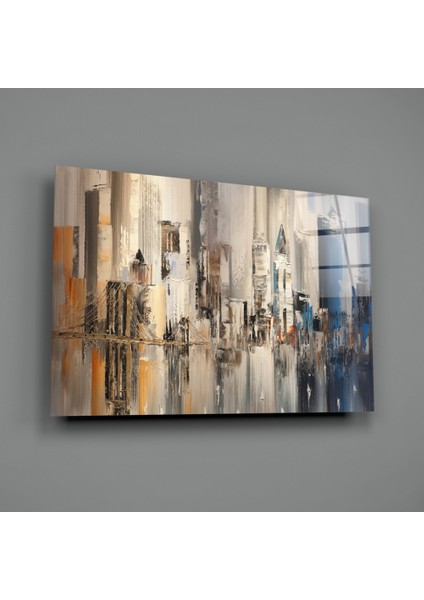 Soyut Şehir Cam Tablo - 72X46 cm fiyatları