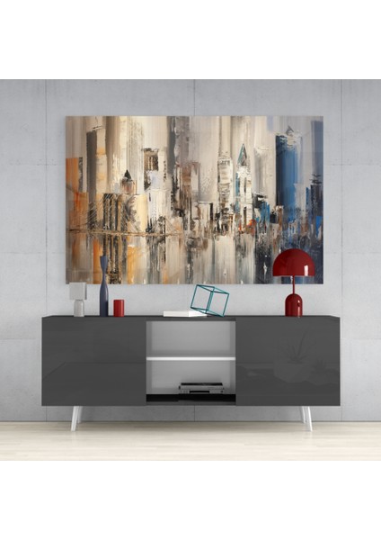 Soyut Şehir Cam Tablo - 72X46 cm fırsatları