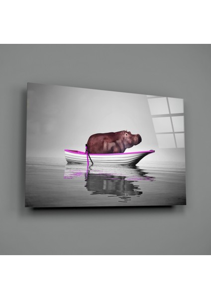 Su Aygırı Cam Tablo - 72X46 cm