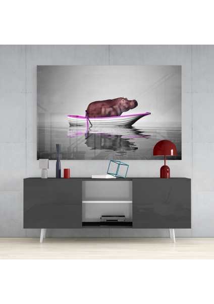 Su Aygırı Cam Tablo - 72X46 cm