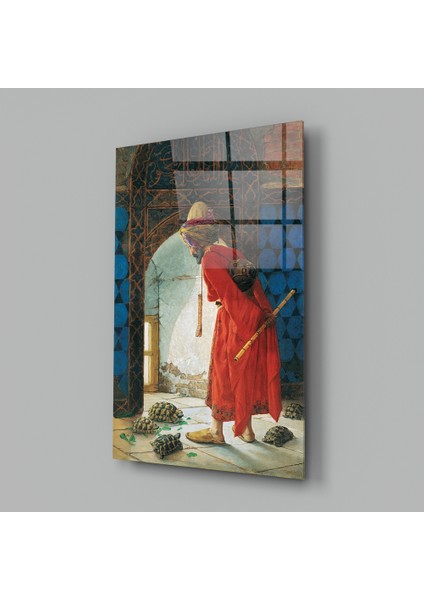Kaplumbağa Terbiyecisi Cam Tablo - 72X46 cm