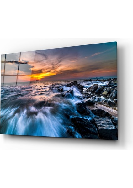 Sonsuz Deniz Cam Tablo - 72X46 cm