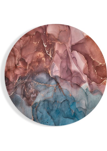 Turuncu Mermer Cam Tablo - 60X60 cm